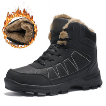 Load image into Gallery viewer, 39-47 winter boots men Warm High Quality Casual ankle high top leather with Fur Plush men winter shoes #XW868